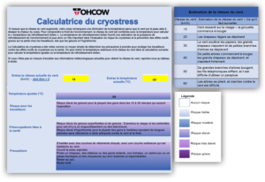 Screen shot of the French version of the OHCOW Cold Stress Calculator