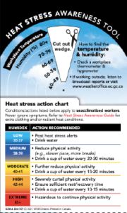 Snapshot of the Heat Stress Awareness Tool