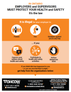 Snapshot of an infographic outlining the law around employers and supervisors protecting workers health and safety