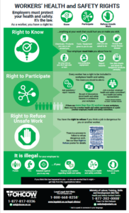 Snapshot of an infographic containing information on workers health and safety rights