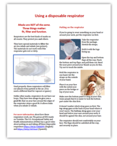 A snapshot of the Using a Disposable Respirator flyer