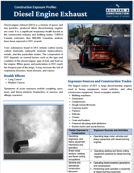 Snapshot of the Diesel Engine Exhaust factsheet