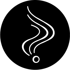 Icon depicting some fume/gas waves floating up through the air from a single source
