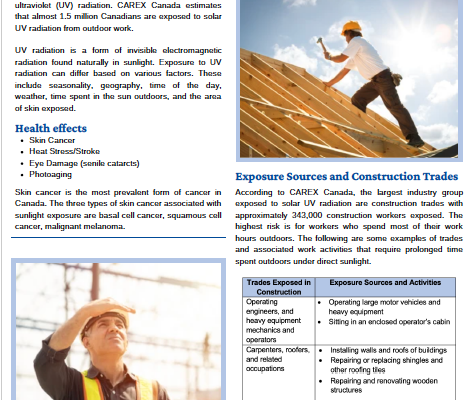 Snapshot of the Solar Radiation factsheet