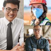 A photo collage of several different types of workers
