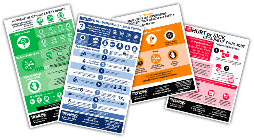 Collage of the OHCOW Workers' Rights Infograhics