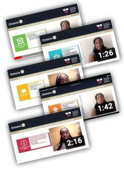 Collage of snapshots of the five videos outlining the supports and services available for agricultural workers
