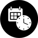 Icon of a calendar and clock representing administrative controls