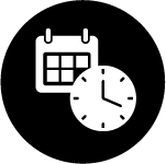 Icon of a calendar and clock representing administrative controls