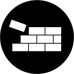 An icon of a stack of rectangles representing bricks