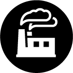 Icon of a factory representing manufacturing