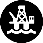 Icon of an rig in the ocean representing oil and gas