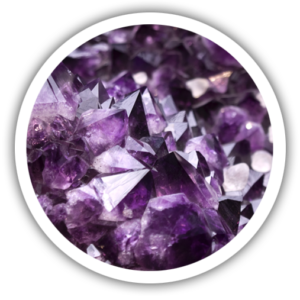 A photo/icon showing amethyst crystals as a source of silica