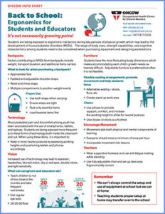 Back to School Ergonomics Info Sheet