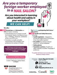 Snapshot of OHCOW's Temporary Foreign Workers Employed in a Nail Salon flyer (English)