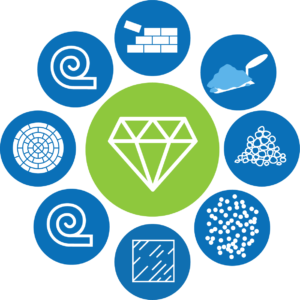 Icons representing the various materials that contain silica