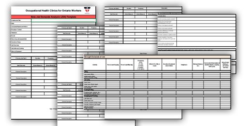 Thumbnail image of OHCOW's Job Demands Analysis spreadsheet tool