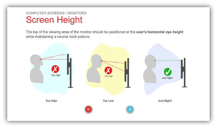 A screenshot from OHCOW's Office Ergonomics e-course