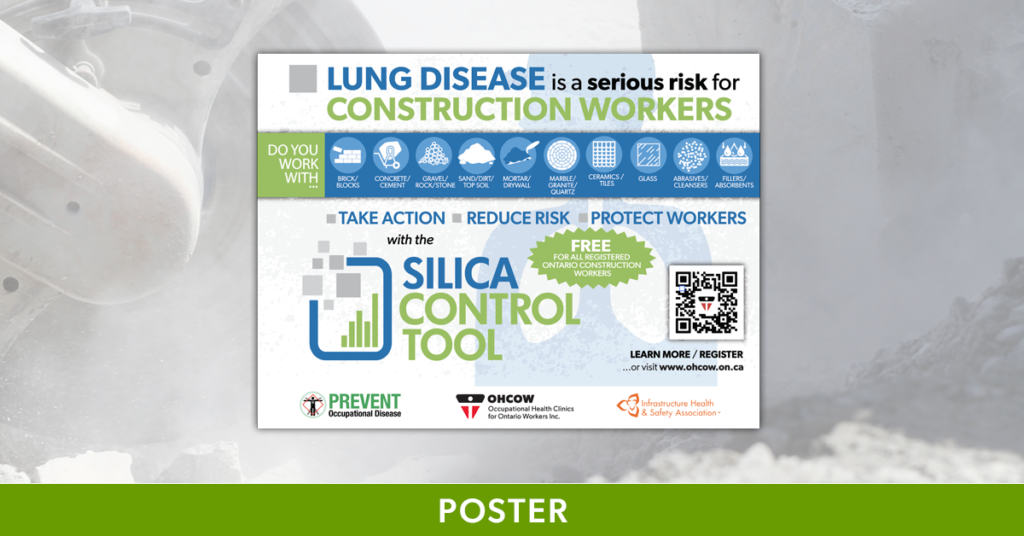 Feature image for the OHCOW Silica Control Tool poster highlighting the dangers of silica exposure in the construction industry.