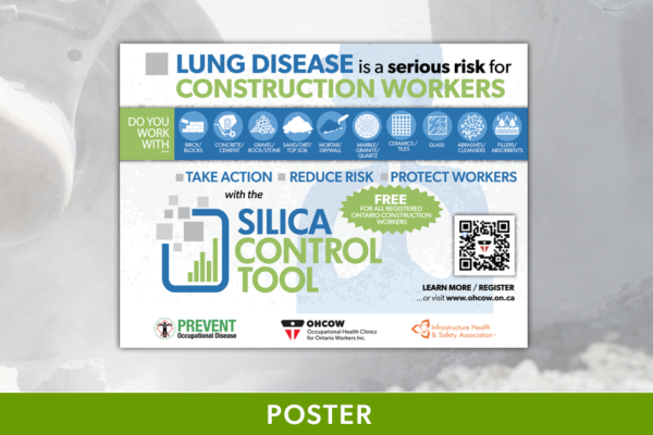 Feature image for the OHCOW Silica Control Tool poster highlighting the dangers of silica exposure in the construction industry.