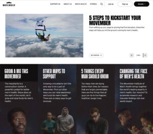 Movember website screen capture